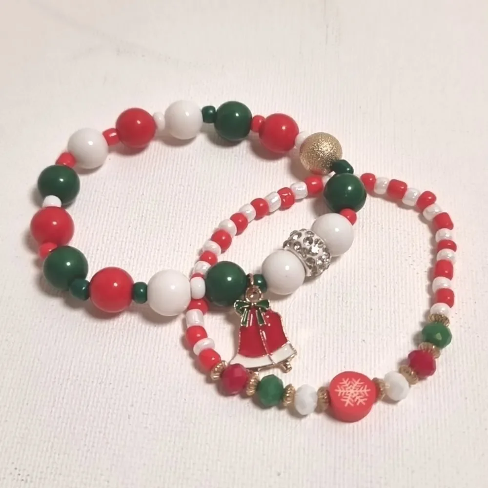 👋 CHRISTMAS STACKING 2 BRACELET SET charm adjustable |  Mix And Match 3/$20